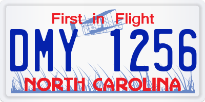 NC license plate DMY1256