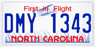 NC license plate DMY1343