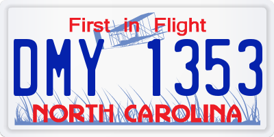 NC license plate DMY1353