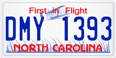 NC license plate DMY1393