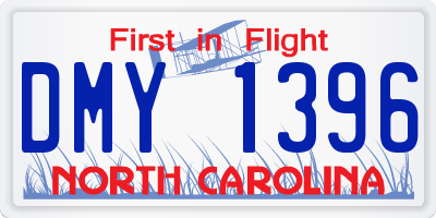 NC license plate DMY1396
