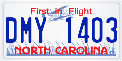 NC license plate DMY1403