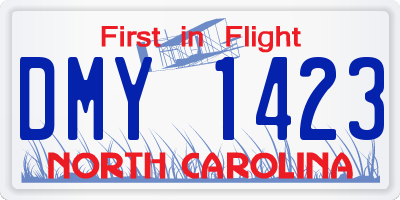 NC license plate DMY1423
