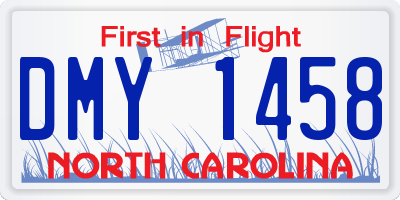 NC license plate DMY1458