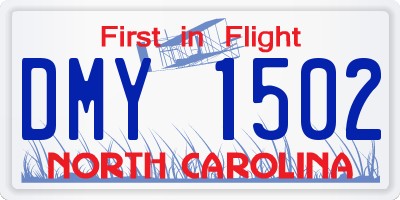 NC license plate DMY1502