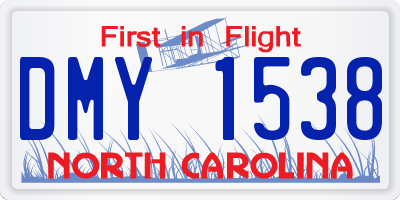 NC license plate DMY1538