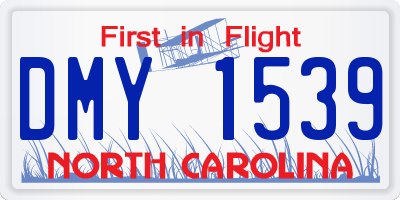 NC license plate DMY1539