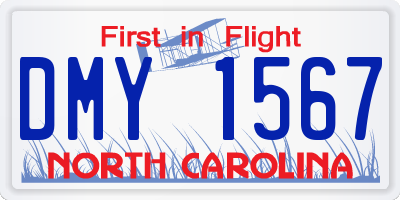 NC license plate DMY1567