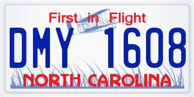 NC license plate DMY1608