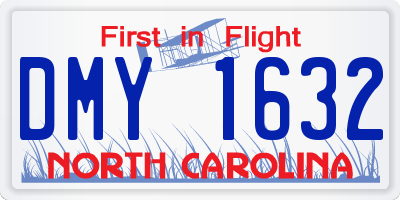 NC license plate DMY1632