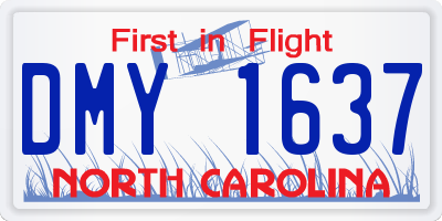 NC license plate DMY1637