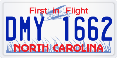 NC license plate DMY1662