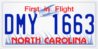 NC license plate DMY1663