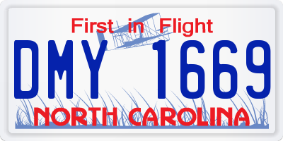 NC license plate DMY1669