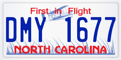 NC license plate DMY1677