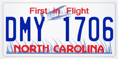 NC license plate DMY1706