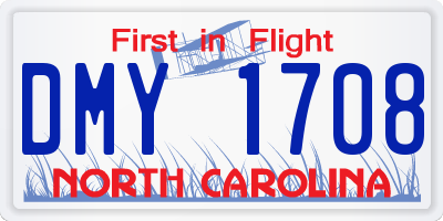 NC license plate DMY1708