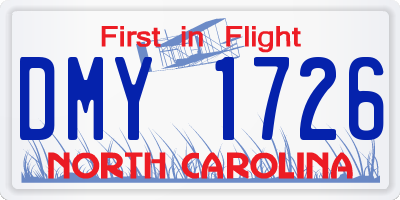 NC license plate DMY1726