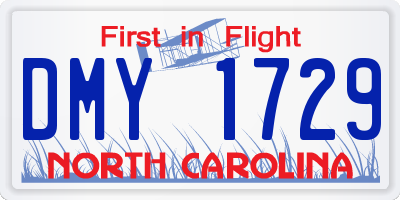 NC license plate DMY1729