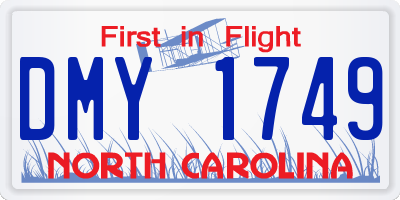 NC license plate DMY1749