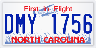 NC license plate DMY1756