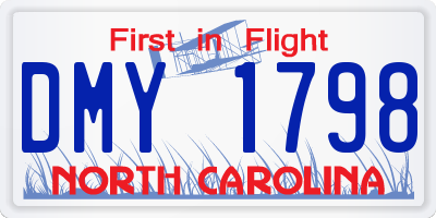 NC license plate DMY1798