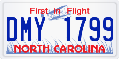 NC license plate DMY1799