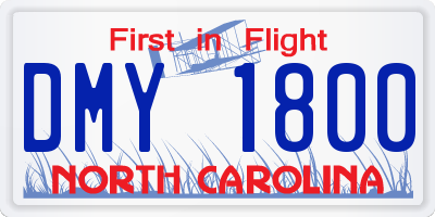 NC license plate DMY1800
