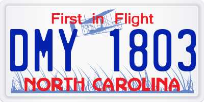 NC license plate DMY1803
