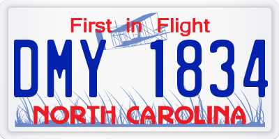 NC license plate DMY1834