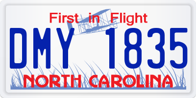 NC license plate DMY1835