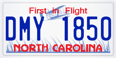 NC license plate DMY1850