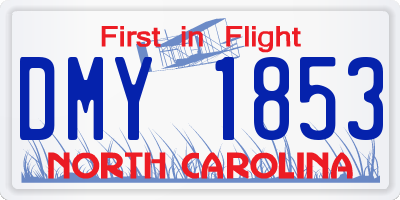 NC license plate DMY1853