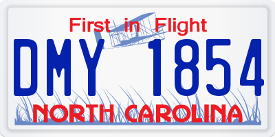 NC license plate DMY1854