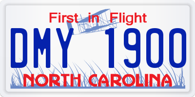 NC license plate DMY1900