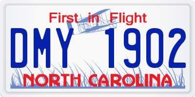 NC license plate DMY1902