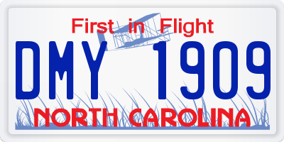 NC license plate DMY1909