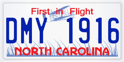 NC license plate DMY1916