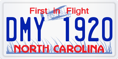 NC license plate DMY1920