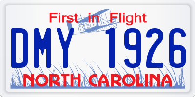 NC license plate DMY1926