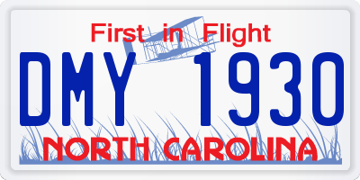 NC license plate DMY1930
