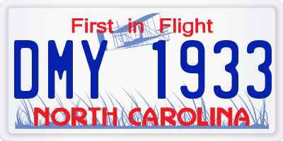 NC license plate DMY1933