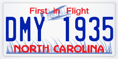 NC license plate DMY1935
