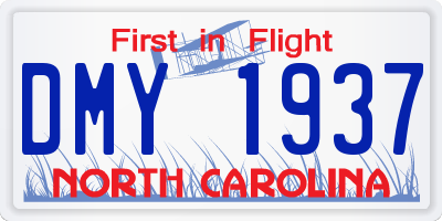 NC license plate DMY1937