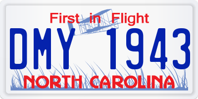 NC license plate DMY1943