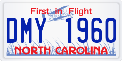 NC license plate DMY1960