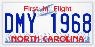 NC license plate DMY1968