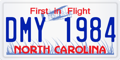 NC license plate DMY1984