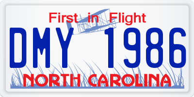 NC license plate DMY1986