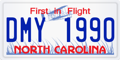 NC license plate DMY1990